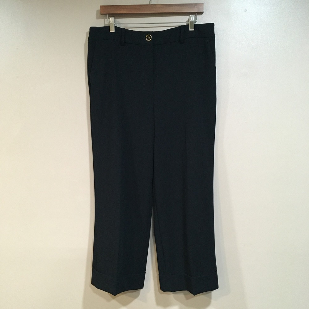Talbots Cuffed Cropped Dress Pants Womens 14P Black Office Capsule Classic Y2K